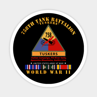 758th Tank Battalion - Tuskers w SSI Name Tape WWII  EU SVC Magnet